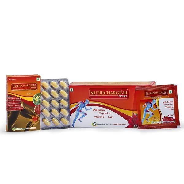 Nutricharge BJ - For Joint Pains & Bone Health - Tablets & Powder - 1 month pck