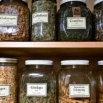 herbal and ayurvedic medicine bottles with natural ingredients