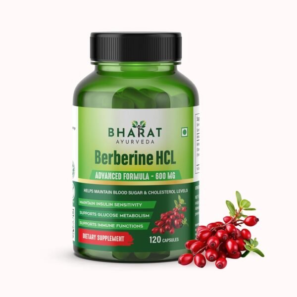 BHARAT AYURVEDA Berberine HCL 600mg Capsules, Dietary Herbal Supplement, Supports Immune Function, (120 Capsule Berberine HCL) - Pack of 1